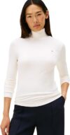 Tommy Hilfiger Jersey Slim Rib para Mujer con Cuello Vuelto – Elegancia Icónica al Mejor Precio