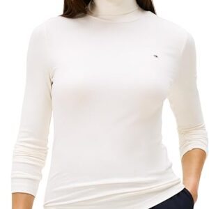 Tommy Hilfiger Jersey Slim Rib para Mujer con Cuello Vuelto – Elegancia Icónica al Mejor Precio